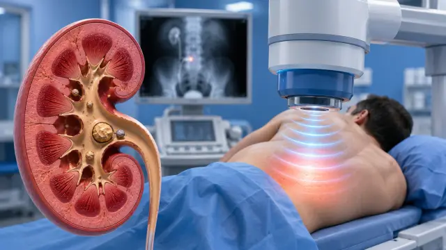 Shock Wave Lithotripsy (ESWL) illustration