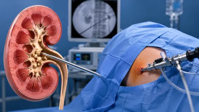 Percutaneous Nephrolithotomy (PCNL) illustration