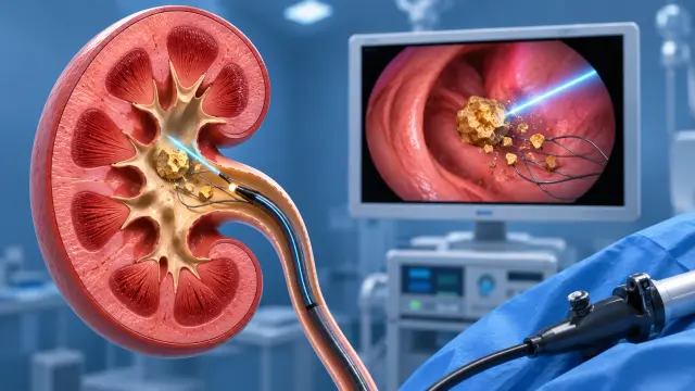 Retrograde Intrarenal Surgery (RIRS) illustration
